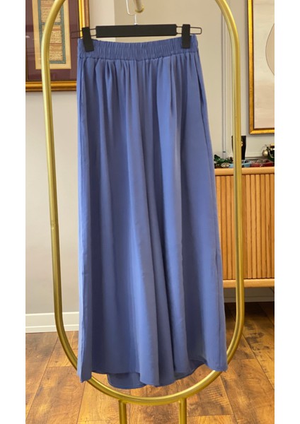 Beli Lastikli Geniş Paça Modal Etekli Pantolon 8809 - Indigo