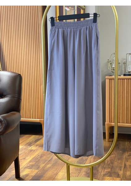 Beli Lastikli Geniş Paça Modal Etekli Pantolon 8809 - Gri fiyatları