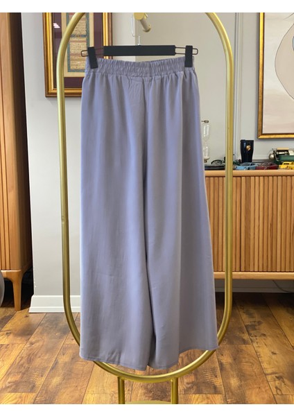 Beli Lastikli Geniş Paça Modal Etekli Pantolon 8809 - Gri modelleri