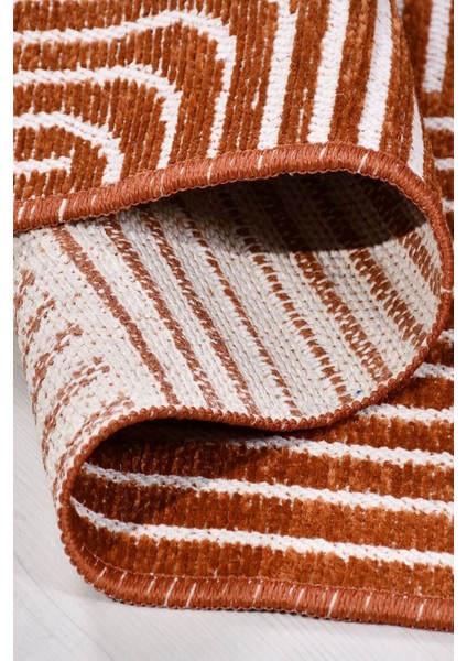 Revna Turuncu / Kiremit Yıkanabilir Halı – Kaydırmaz Taban, Pamuk Dokuma, Salon Mutfak Koridor Için Uygun