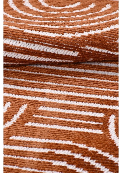 Revna Turuncu / Kiremit Yıkanabilir Halı – Kaydırmaz Taban, Pamuk Dokuma, Salon Mutfak Koridor Için Uygun