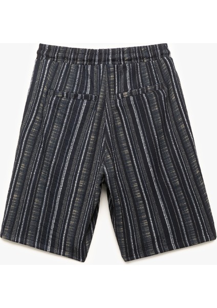 Beli Bağcıklı Bürümcük Çizgili Bermuda Şort fiyatları