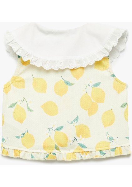 Limon Desenli Kolsuz Bebe Yaka Tişört