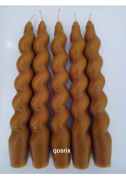 5'li Hardal Sarısı Italyan Burgulu Şamdan Soya Mumu Doğal Kokulu Uzun Çubuk Konik Burgu Spiral Mum Dekoratif