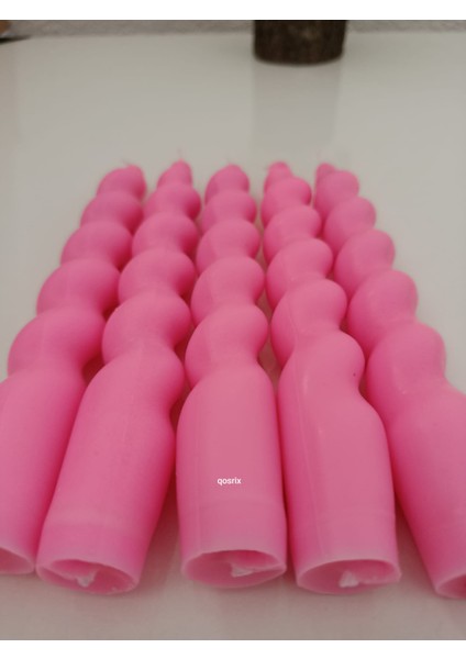 5'li Pudra Pembe Italyan Burgulu Şamdan Soya Mumu Doğal Kokulu Uzun Çubuk Konik Burgu Spiral Mum fiyatları