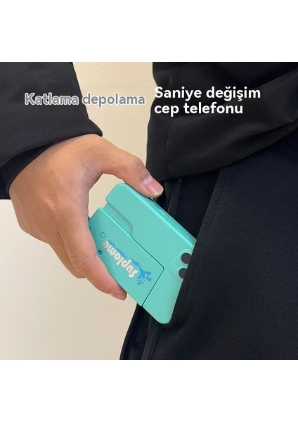 Mini Katlanır Cep Telefonu Su Jeti Fırlatıcı Manuel Çift Kafalı Jet Su Oyuncağı (Yurt Dışından)