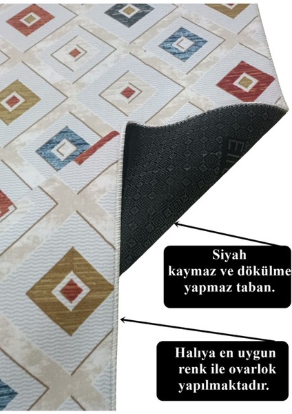 Renkli Multi Kaymaz Tabanlı Kesme Yıkanabilir Hali Yolluk indirimleri