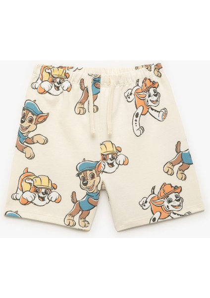 Lisanslı Beli Lastikli Paw Patrol Baskılı Pamuklu Şort