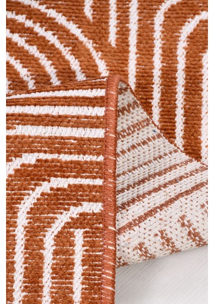 Revna Turuncu / Kiremit Yıkanabilir Halı – Kaydırmaz Taban, Pamuk Dokuma, Salon Mutfak Koridor Için Uygun