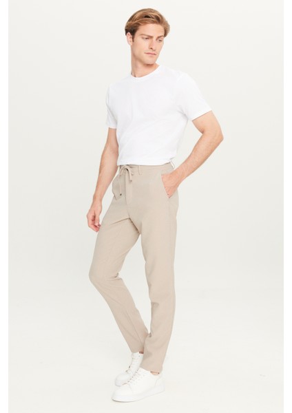 Slim Fit Dar Kesim Beli Bağlamalı Çizgili Yan Cepli Casual Jogger Pantolon modelleri