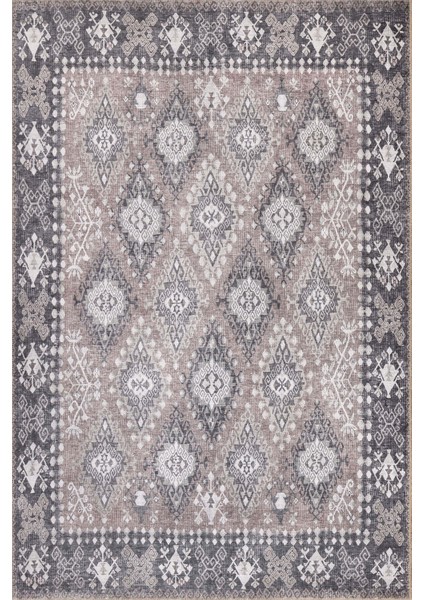 Stonart Eskitme Vintage Desenli Kahverengi Otantik Yıkanabilir Şönil Halı Al 464 fiyatları