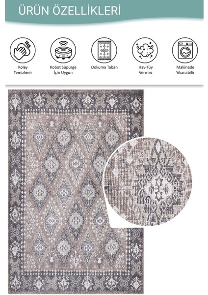 Stonart Eskitme Vintage Desenli Kahverengi Otantik Yıkanabilir Şönil Halı Al 464 fırsatları