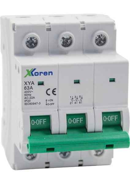 63A 3 Kutuplu Yük Ayırıcı Anahtar (Isolator) (4 Adet)