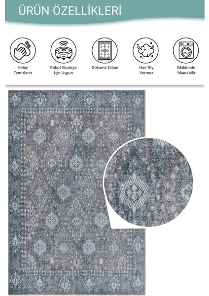Stonart Eskitme Vintage Desenli Yeşil Otantik Yıkanabilir Şönil Halı Al 466 fırsatları