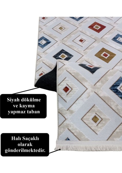 Renkli Multi Saçaklı Kaymaz Tabanlı Kesme Yıkanabilir Hali Yolluk