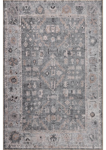 Stonart Eskitme Vintage Desenli Gri Otantik Yıkanabilir Şönil Halı Al 467 fiyatları