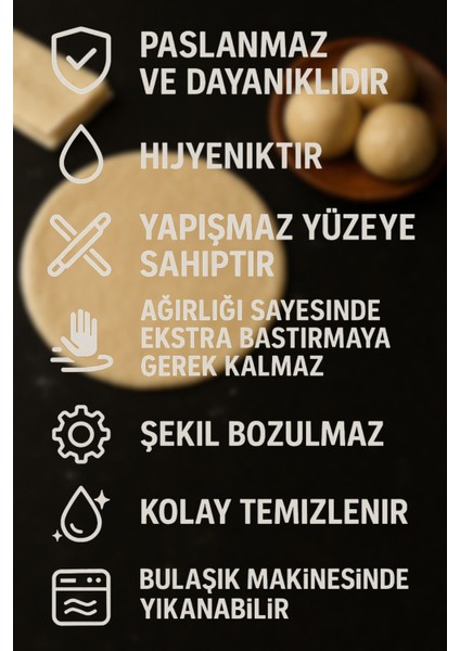 Alüminyum Paslanmaz Metal Masterchef Pratik 75 cm Hamur, Yufka Açıcı Oklava modelleri
