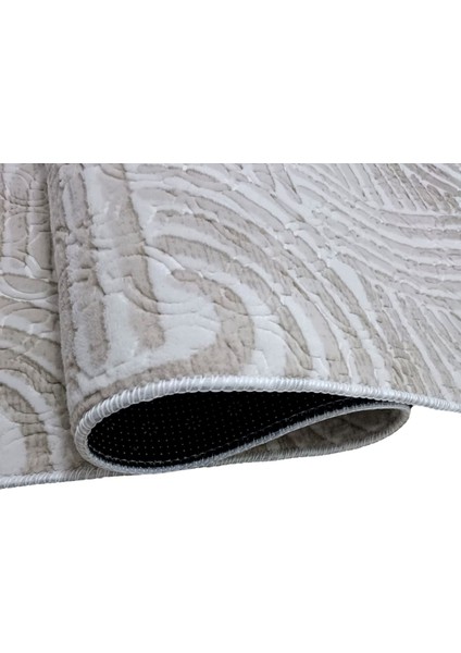 Elit Osso Krem Vizon Kabartmalı Kaymaz Taban Yıkanabilir Kesme Yolluk Halı