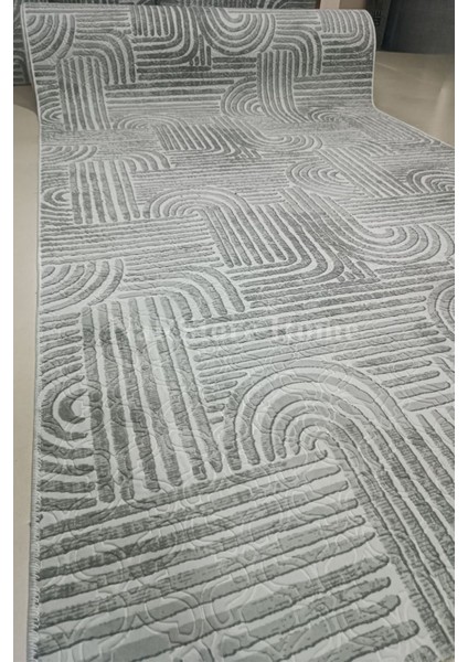 Elit Osso Krem Vizon Kabartmalı Kaymaz Taban Yıkanabilir Kesme Yolluk Halı