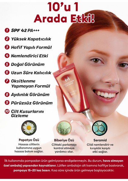 Mükemmel Kapatıcılık Sunan Çok Fonksiyonlu M Perfect Cover BB Cream Ex SPF42/PA+++ No.13 (50ml) fiyatları