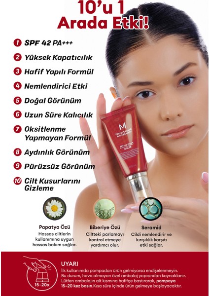 Mükemmel Kapatıcılık Sunan Çok Fonksiyonlu M Perfect Cover BB Cream Ex SPF42/PA+++ No.25 (50ml)