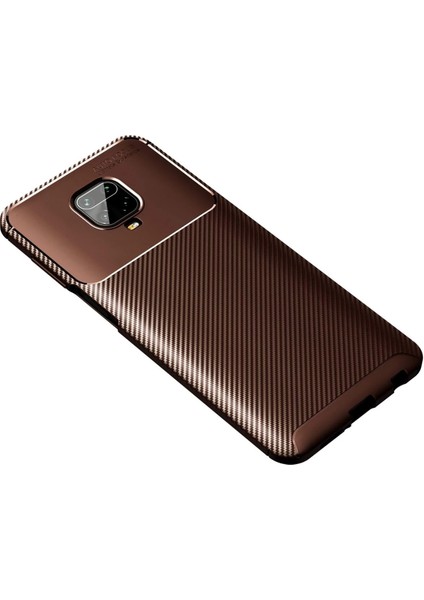 Xiaomi Redmi Note 9 Pro Kılıf Auto Focus Karbon Kapak - Kahverengi Drstr