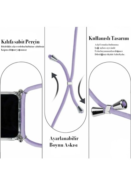 Samsung Galaxy S24+ Plus (SM-S926B) ile Uyumlu Kılıf Silikon Ipli Boyundan Askılı Darbe Emici Antishock Kapak Tpu