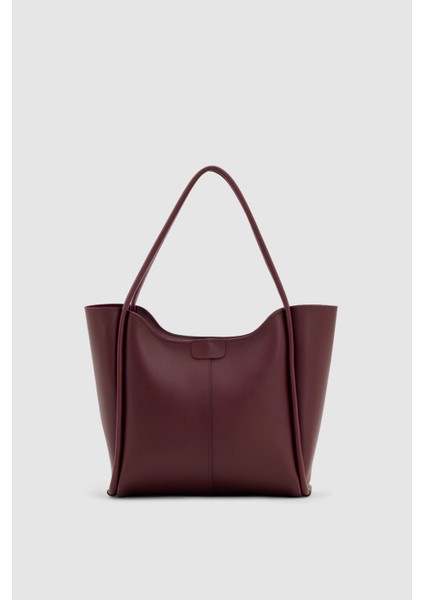 Zovin Fermuarlı Büyük Boy Omuz, Kol ve El Çantası Bordo