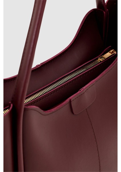 Zovin Fermuarlı Büyük Boy Omuz, Kol ve El Çantası Bordo indirimleri