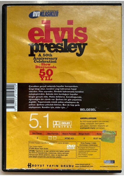 Elvis Presley Show Dünyasında 50 Yıl DVD (Orjnal Dönem Baskı Dvd)