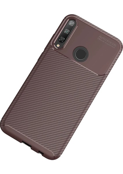 Huawei P40 Lite E Kılıf Auto Focus Karbon Kapak - Kahverengi Drstr fiyatları