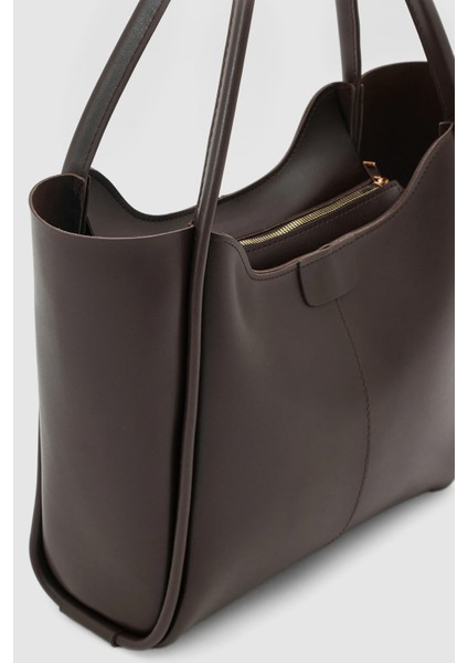 Zovin Fermuarlı Büyük Boy Omuz, Kol ve El Çantası Acı Kahve indirimleri
