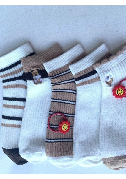 Çiçek ve Ayıcık Nakışlı Çorap 10 Adet modelleri