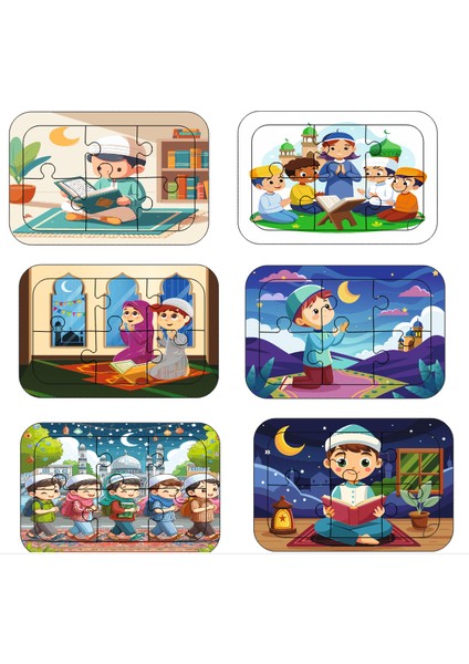 Kuran Temalı 6 Adet Ahşap Puzzle