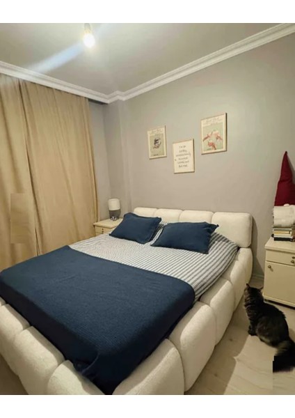 Most Oktagon Bazalı Karyola 01 Beyaz Bukle Kumaş Işbir Kuştüyü Sünger 160 x 200 Yatak Için(Kurulum Dahil) fırsatları