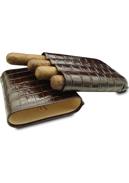Gerçek Deri El Yapımı 60 Ring Krokodil Tabaco Dörtlü Puro Kılıfı fırsatları