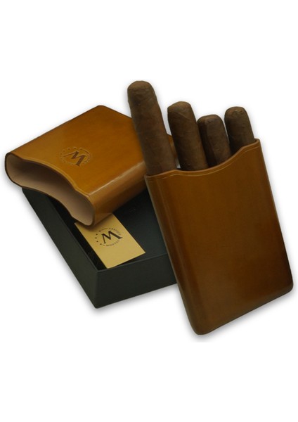 Gerçek Deri El Yapımı 55 Ring Munich Dörtlü Puro Kılıfı fırsatları