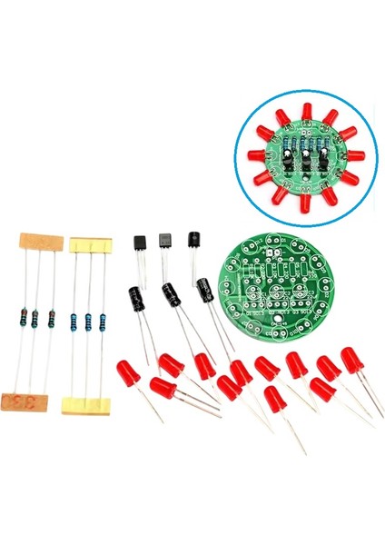 Dc 3-5V LED Yuvarlak Dönen Işık Hobi Devresi Dıy Lehimleme Kiti - Demonte(Montesiz)
