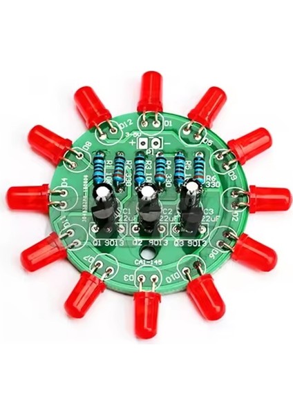 Dc 3-5V LED Yuvarlak Dönen Işık Hobi Devresi Dıy Lehimleme Kiti - Demonte(Montesiz) modelleri