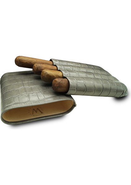 Gerçek Deri El Yapımı 60 Ring Krokodil Ceniza Dörtlü Puro Kılıfı fırsatları