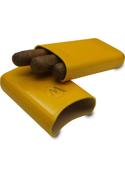 Gerçek Deri El Yapımı 52 Ring Bali Üçlü Puro Kılıfı