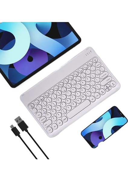 ipad Yuvarlak Tuş Kapağı Bluetooth Klavye Için Taşınabilir Kablosuz (Yurt Dışından)