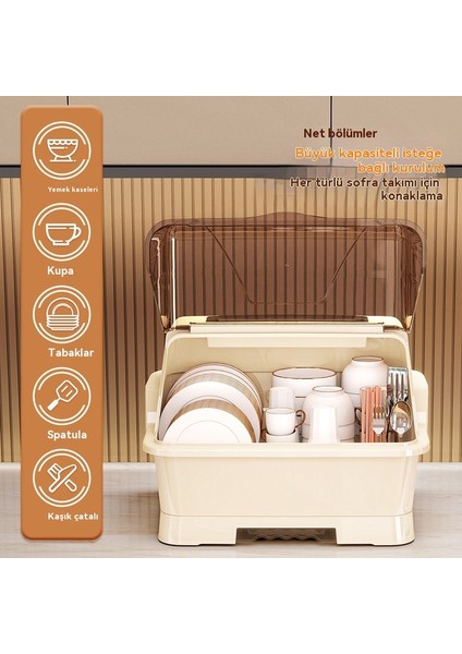 Ev Mutfak Büyük Kapasiteli Kase, Yemek Çubukları, Bıçak ve Çatal Saklama Kutusu Kapaklı Toz Geçirmez Kase (Yurt Dışından) fırsatları