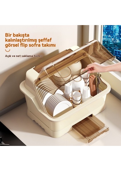 Ev Mutfak Büyük Kapasiteli Kase, Yemek Çubukları, Bıçak ve Çatal Saklama Kutusu Kapaklı Toz Geçirmez Kase (Yurt Dışından) indirimleri