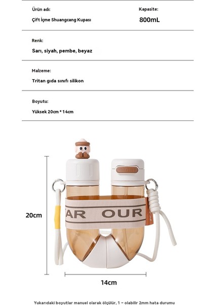 800ML Yaratıcı U Şeklinde Yüksek Görünümlü Çift Deposlu Büyük Kapasiteli Su Bardağı (Yurt Dışından) indirimleri