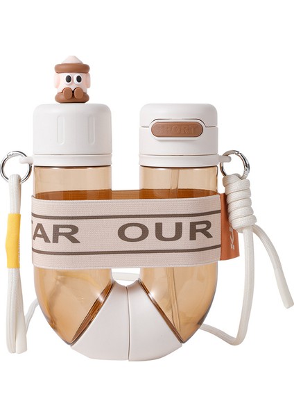 800ML Yaratıcı U Şeklinde Yüksek Görünümlü Çift Deposlu Büyük Kapasiteli Su Bardağı (Yurt Dışından)