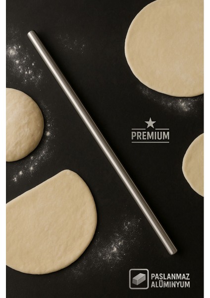 Alüminyum Paslanmaz Metal Masterchef Pratik 60 cm Hamur, Yufka Açıcı Oklava