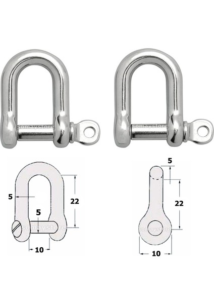 Tekne Zincir Kilidi Cr-Ni Paslanmaz 5mm 2 Adet