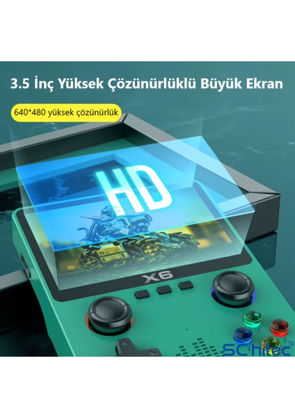 X6 3. 5inç IPS Ekran Taşınabilir Retro El Atari Oyun Konsolu 10000 Oyunlu Tv Bağlanan 32GB Yeşil fiyatları