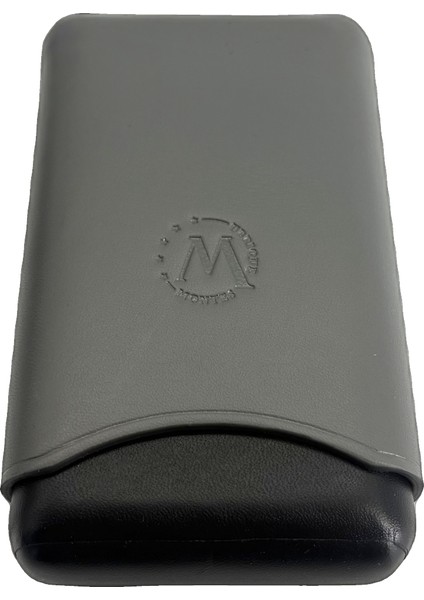 Gerçek Deri El Yapımı 55 Ring Gri/Siyah Üçlü Puro Kılıfı